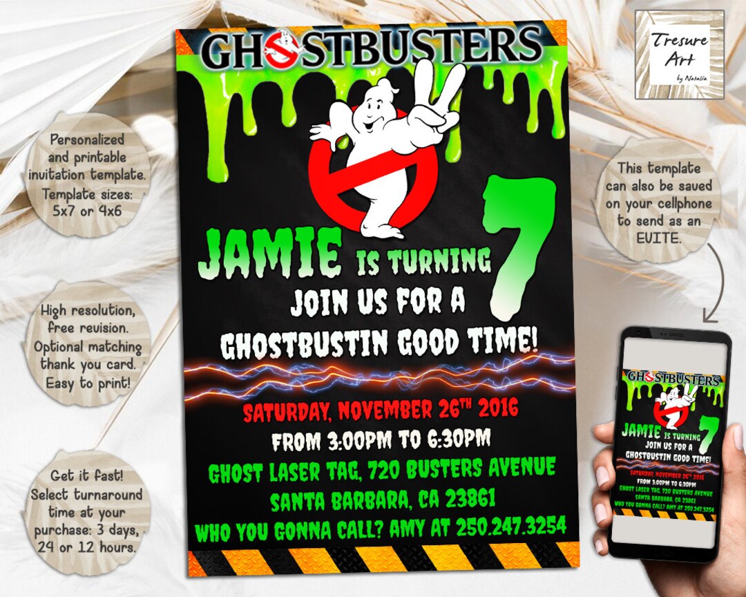 Ghostbusters Birthday Invitation I Ghostbusters Birthday Invite I ...