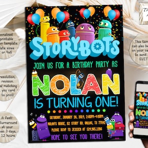 StoryBots Birthday Invitation I StoryBots Birthday Party Invite I Personalized And Digital Download Invitation I Printable And Evite I JPG