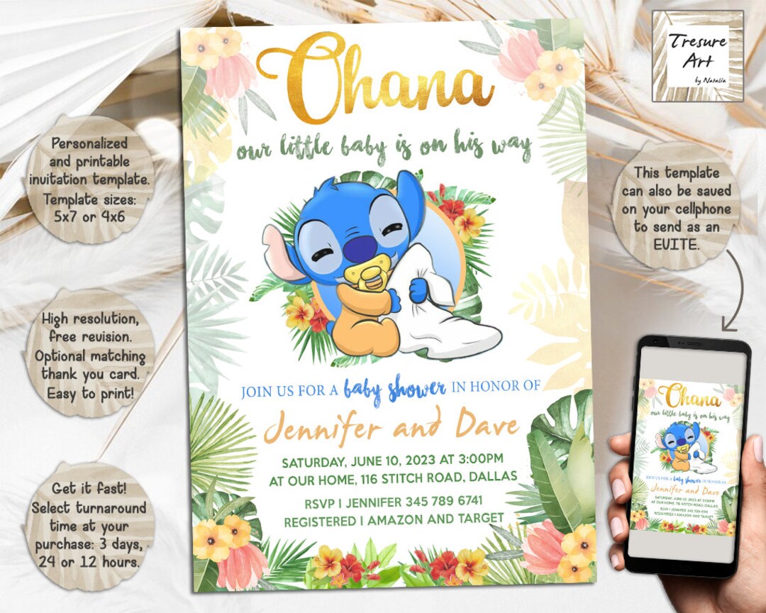Stitch Baby Shower Invitation I Lilo & Stitch Baby Shower Invite I