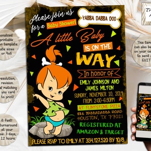 Flintstones Baby Shower Invitation I Pebbles Baby Shower Invite I The Flintstones Personalized Digital Download I Printable & Evite I JPG