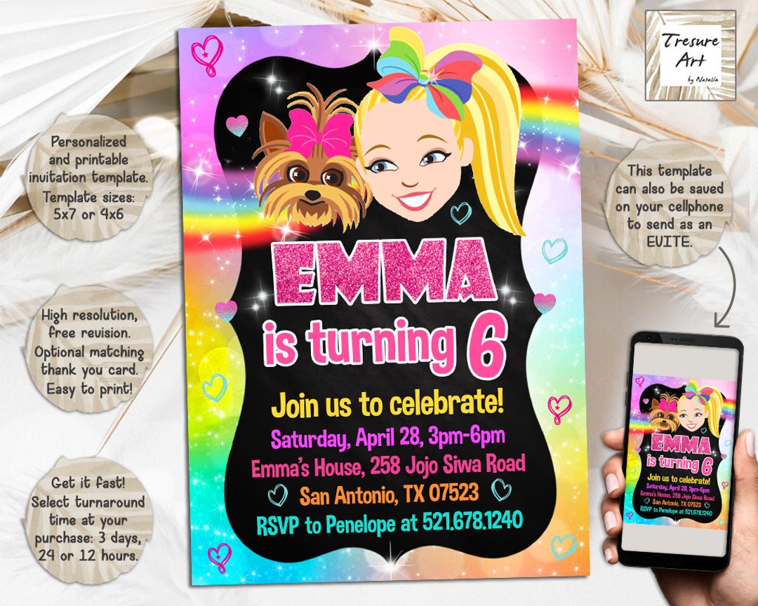 Jojo Siwa Birthday Invitation I Jojo Siwa Birthday Party Invite I ...