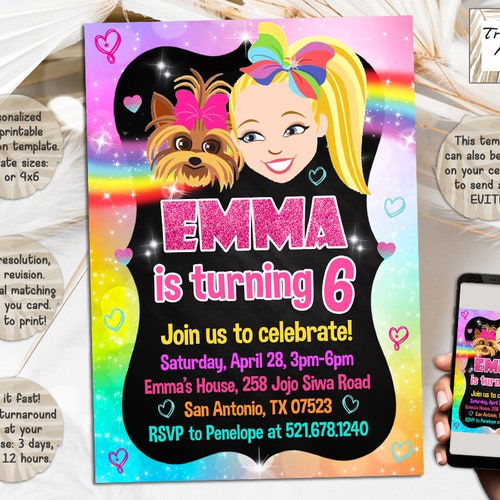Jojo Siwa Digital Birthday Invitation - Etsy