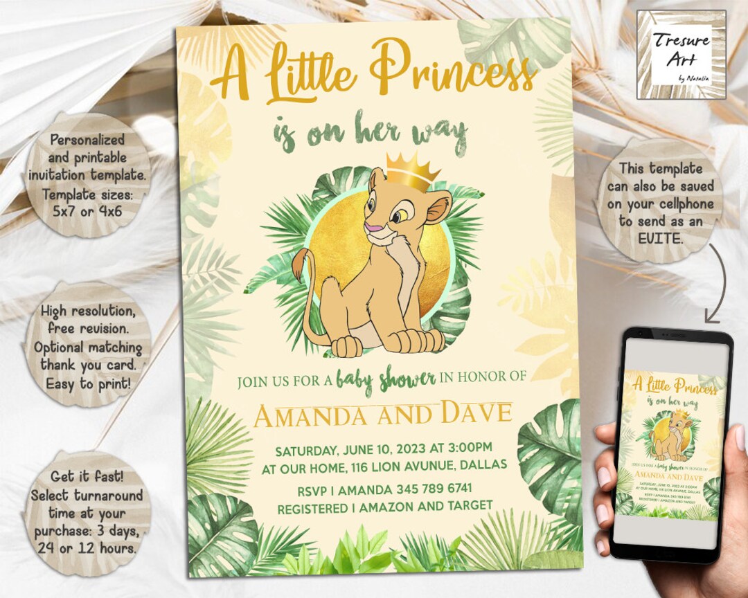 Lion King Nala Baby Shower Invitations