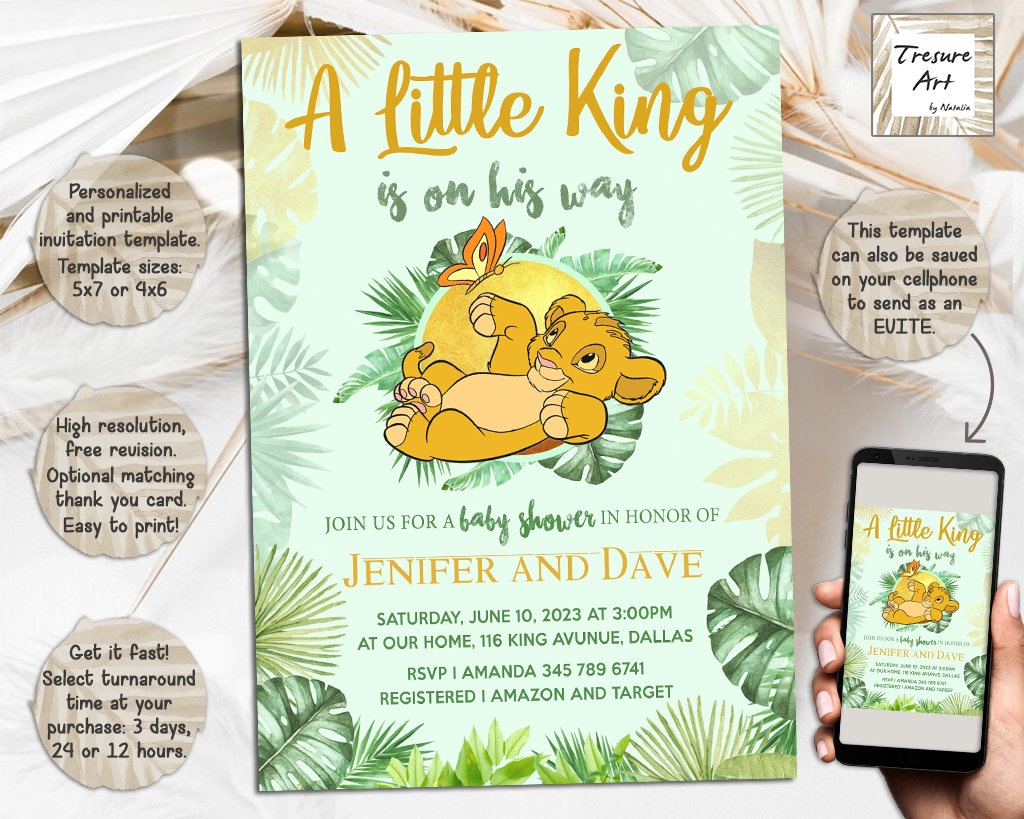Simba Baby Shower Invitation I Lion King Baby Shower Invite I Etsy simba-baby-shower-invitation-i-lion-king-baby-shower-invite-i-etsy