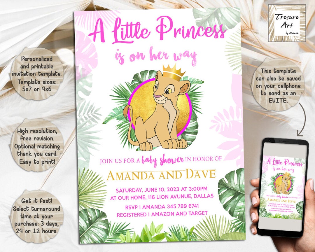 Nala Baby Shower Invitation I Lion King Baby Shower Invite I A Little