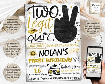 Two Legit To Quit Birthday Invitation I 2 Legit 2 Quit Party Invite I Personalized And Digital Download Invitation I Printable & Evite I JPG