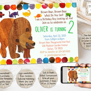 Brown Bear Birthday Invitation I Brown Bear Birthday Party Invite I Personalized And Digital Download Invitation I Printable And Evite I JPG