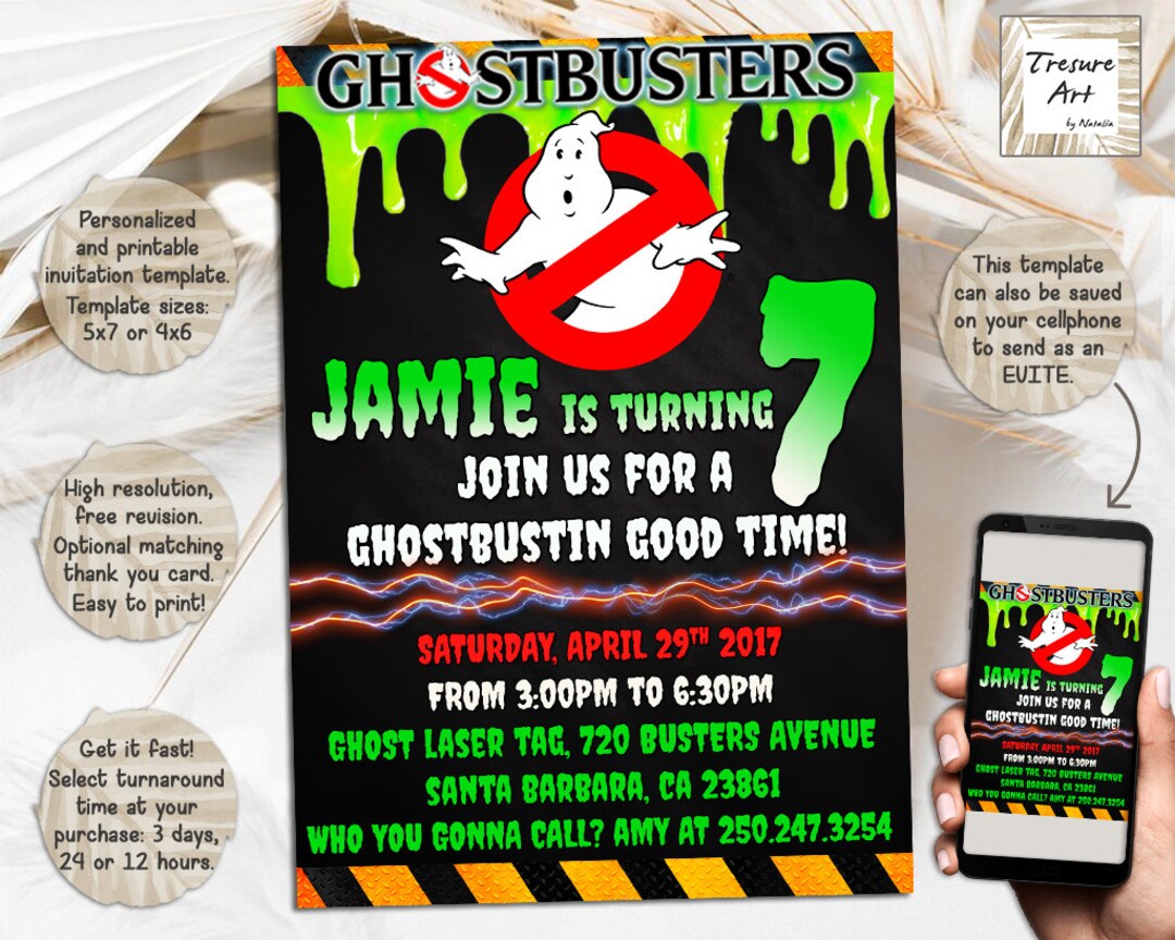 Ghostbusters Birthday Invitation I Ghostbusters Birthday Invite I ...