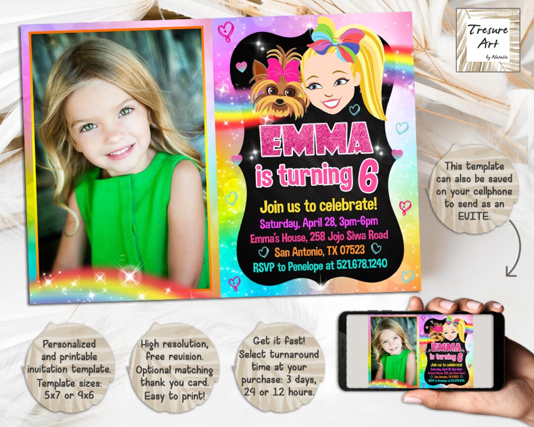 Jojo Siwa Birthday Invitation I Birthday Party Photo Invite I ...