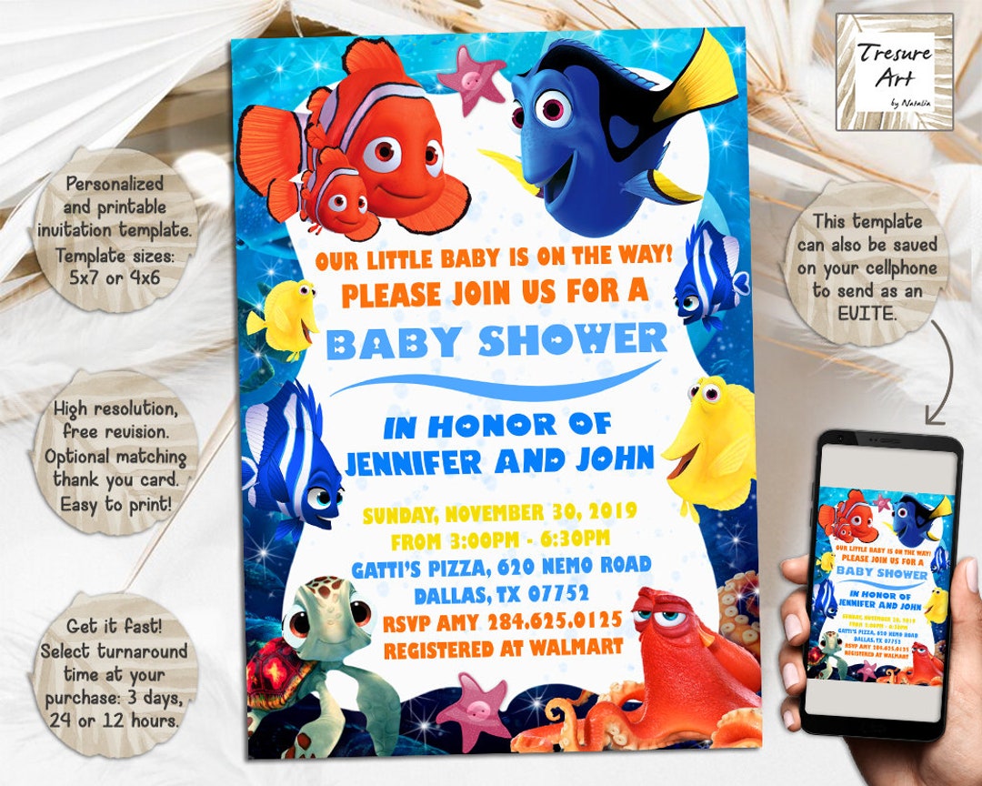 Finding Nemo Baby Shower Invitation I Baby Shower Invite I Personalized ...