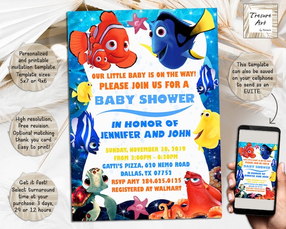 Finding Nemo Baby Shower Invitation I Baby Shower Invite I