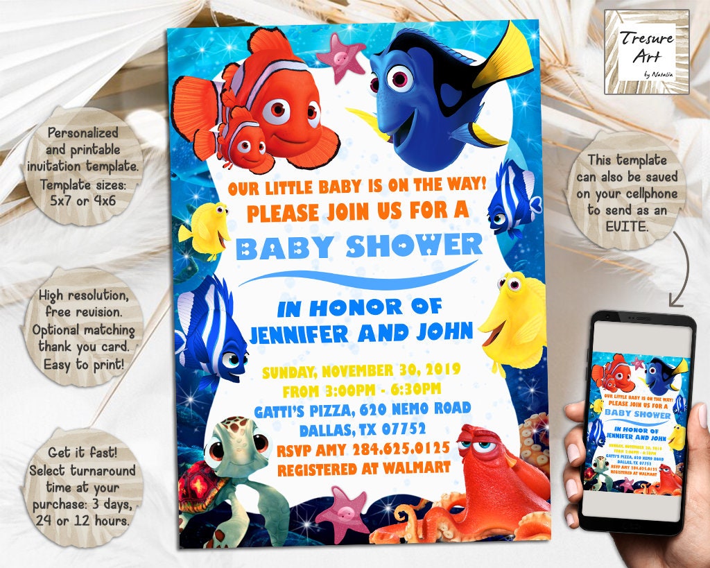 Finding Nemo Baby Shower Invitation I Baby Shower Invite I Personalized And Digital Download Invitation I Printable And Evite I JPG