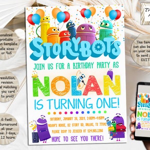 StoryBots Birthday Invitation I StoryBots Birthday Party Invite I Personalized And Digital Download Invitation I Printable And Evite I JPG