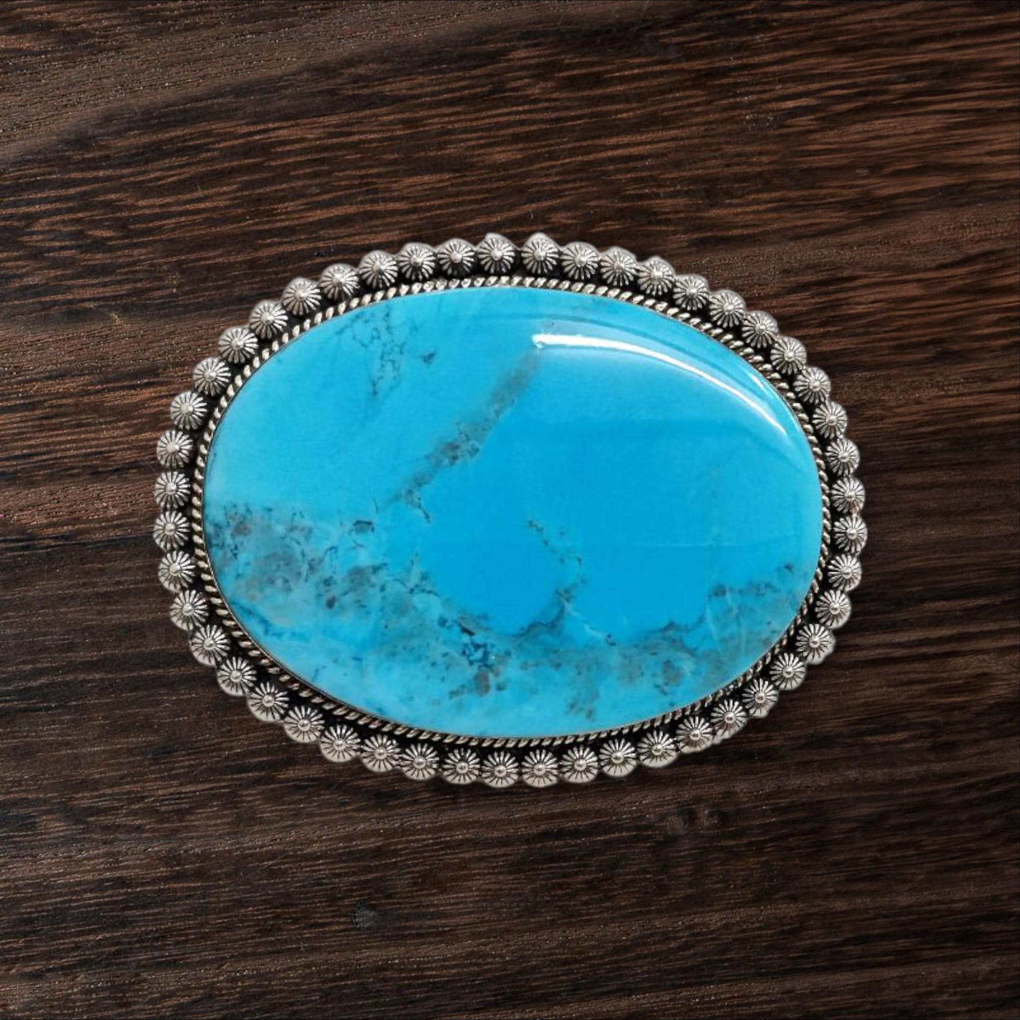 Vtg 1970s Horsehoe & Blue Howlite Belt Buckle & Leather “ Carol” Belt 30/32 1.5” Howlite Belt Buckle - Etsy main image 2