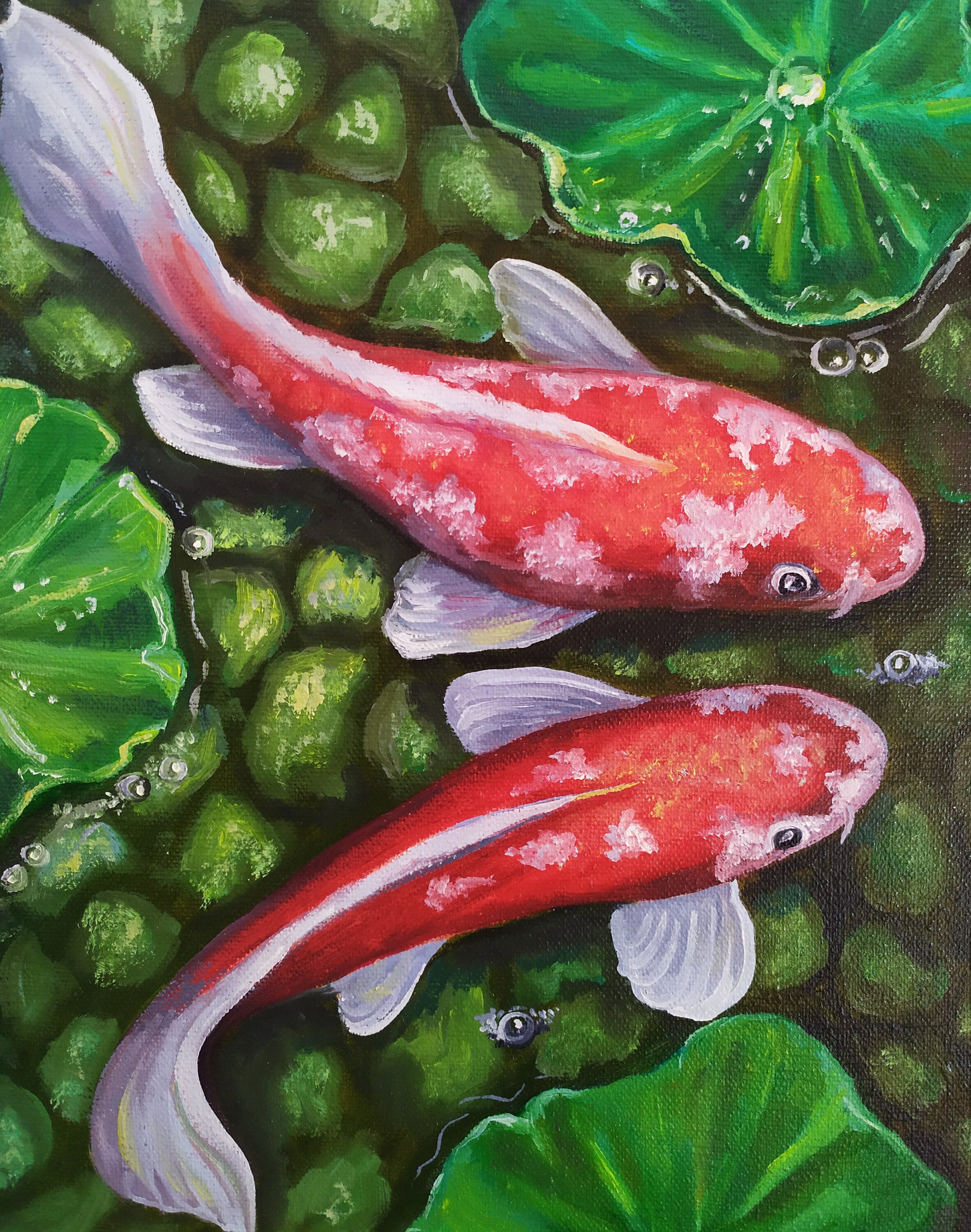 Koi Fish Oil Painting Original on Canvas Japanese Koi Etsy