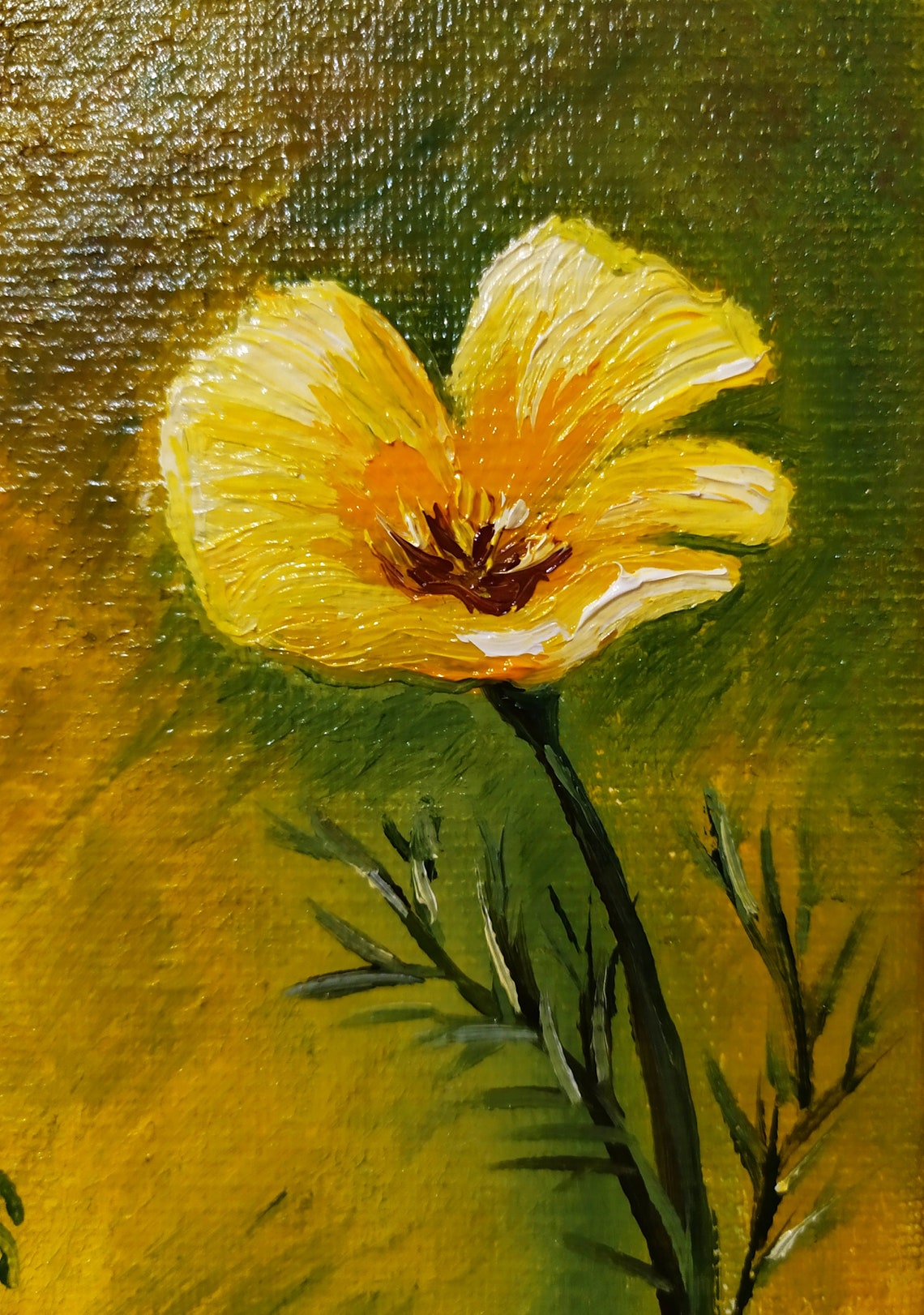 Yellow Flower Tiny Painting Buttercup Oil Painting Yellow Etsy