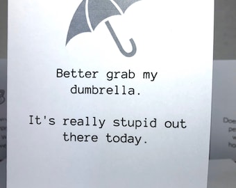 Tarjeta estúpida por ahí hoy, tarjeta Dumbella, tarjeta atrevida, tarjetas divertidas, tarjeta sólo porque, tarjeta introvertida