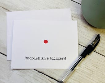 Rudolph in a Blizzard, Funny Christmas Card, Unique Christmas Card, For Best Friend, Rudolph Cards, Bulk Cards, Card Sets, Minimalist