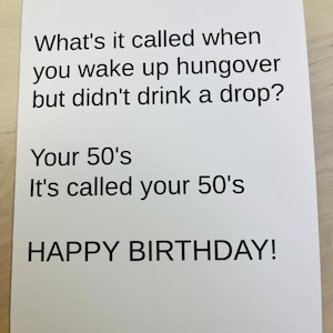 50th Birthday Card, Turning 50 Card, Funny Birthday Card, Hungover But Didn&#39;t Drink, Friend Birthday Card, Bestie Birthday Card
