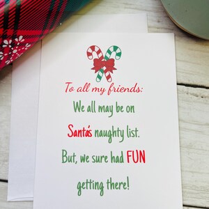 Funny Adult Christmas Card, Unique Christmas Card, For Best Friend, Naughty List, Fun Being On Santa&#39;s Naughty List, Bulk Christmas Cards