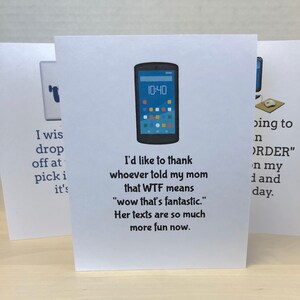Funny Card, Friend Card, Mom Humor, Cell Phone Humor, Sassy Card, Snarky Card