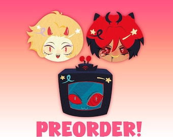 Hazbin Hotel Plushie Head Button Pin (Preorder!)