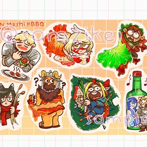Dungeon Meshi KBBQ Sticker Sheet (4 x 6 in)