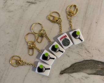 Llavero de azulejos Pickleball Mahjong, etiqueta de bolsa, azulejo blanco: regalo de Mah Jongg