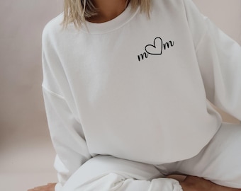 Custom Mom Sweatshirt, Heart Detail, Mother's Day Gift