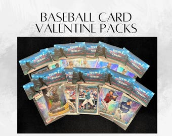 Tarjetas de béisbol de San Valentín: paquete de 12 tarjetas para intercambiar en el aula