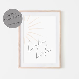 Lake Life Art Print: Minimalist Lake House Decor (Digital Download)