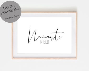 Namaste In Bed Print: Typography Art, Yoga Bedroom Decor (Digital Download)