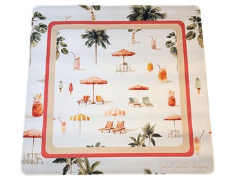 Tapete de viaje para Mahjong – Neopreno de 22x22 cm / Colección Sea Glass / Tapete de Mahjong lavable / Tapete de juego portátil / Accesorio de Mahjong con temática playera
