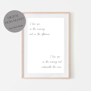 Kocham Cię Rano Wydruk, Sztuka Ścienna Do Pokoju Dziecięcego, Pobieranie Cyfrowe, Wydruk Typograficzny, Neutralny Płciowo Pokój Dziecięcy, Cytat Do Pokoju Dziecięcego