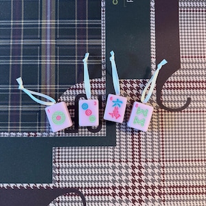 Mahjong Christmas Ornament 4 pack - **White Tiles or Pink Tiles**