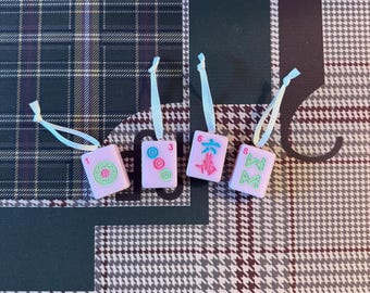 Mahjong Christmas Ornament 4 pack - **White Tiles or Pink Tiles**