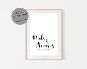 Meals and Memories Kitchen Print: Farmhouse Typography (Digital Download)