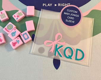 Personalized Mahjong Card Protector Sleeve: Vinyl Lettering & Bow