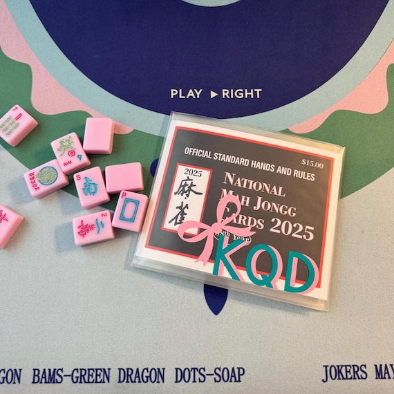 Personalized Mahjong Card Protector Sleeve: Vinyl Lettering & Bow Personalized Mahjong Card Protector Sleeve: Vinyl Lettering & Bow