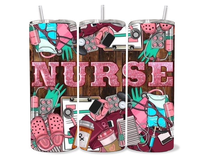 Pink Glitter NURSE tumbler