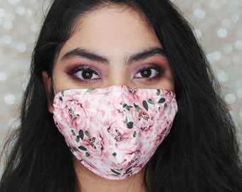 Floral Cotton Face Mask: Adjustable, with Nose Wire & Filter Pocket