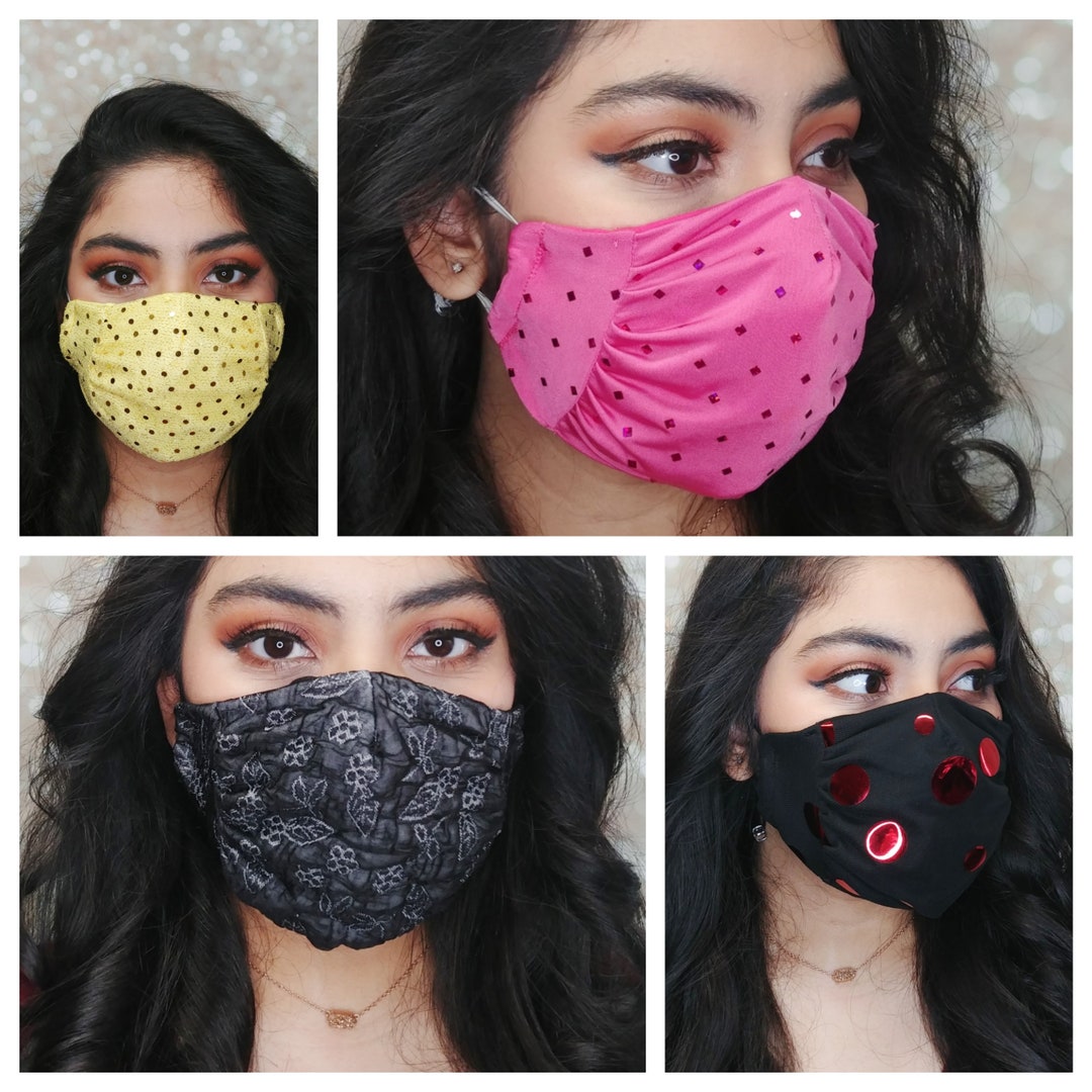 Sequin Face Mask, Adjustable for Adult, Face Mask Washable, Womens