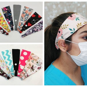 Face mask headband with button, Ear saver for Nurse and Teacher, Headbands with buttons for mask