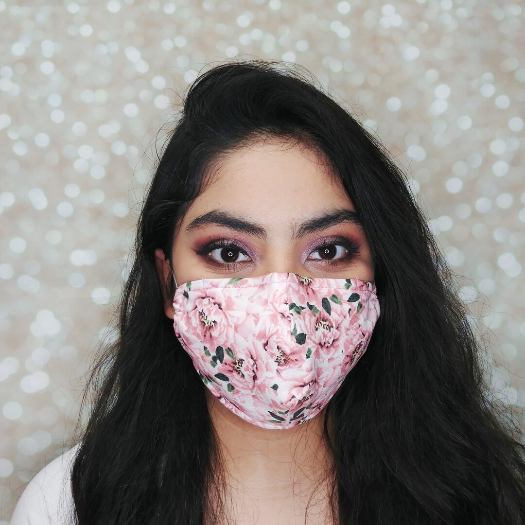 Floral Face Mask With Nose Wire, Mask With Filter Pocket Etsy