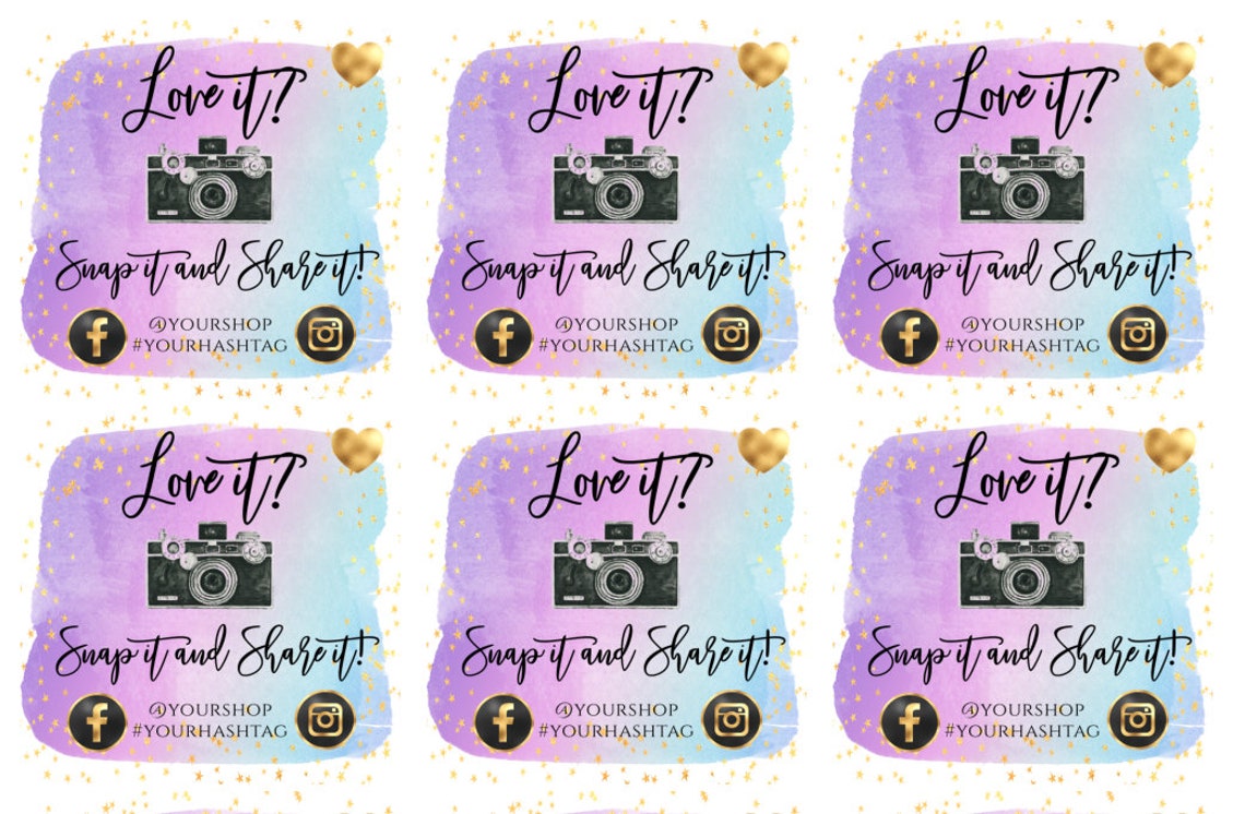 Snap tag and share stickers labels small business Etsy