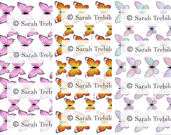Instant Digital Downloads 3 different sets of coloured butterflies for Scrapbooking, Card making etc. PNG, JPEG & PDF format files