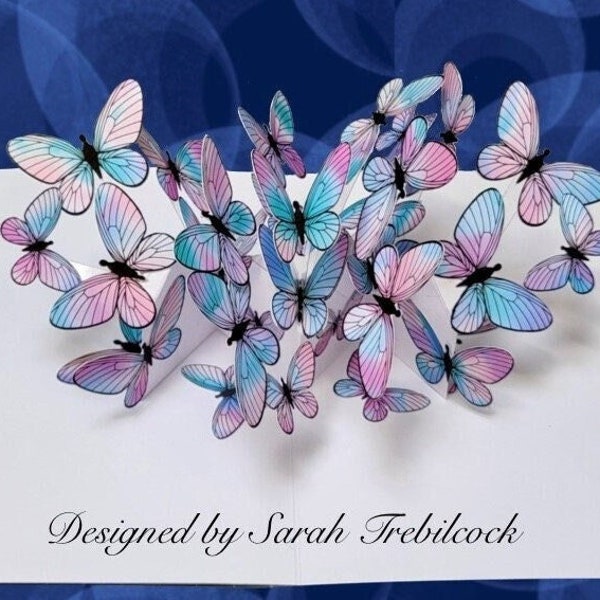 PDF instant downloads to make a Floating Butterflies pop up card PDF Template, Instructions & 3 x colored butterfly sheets