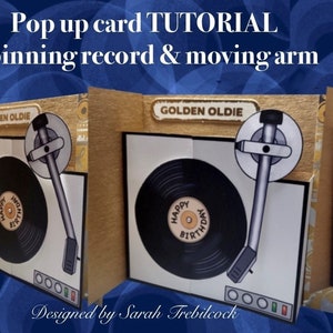 PDF instant download to print & make a pop up record player concept card  an original design with moving record and arm