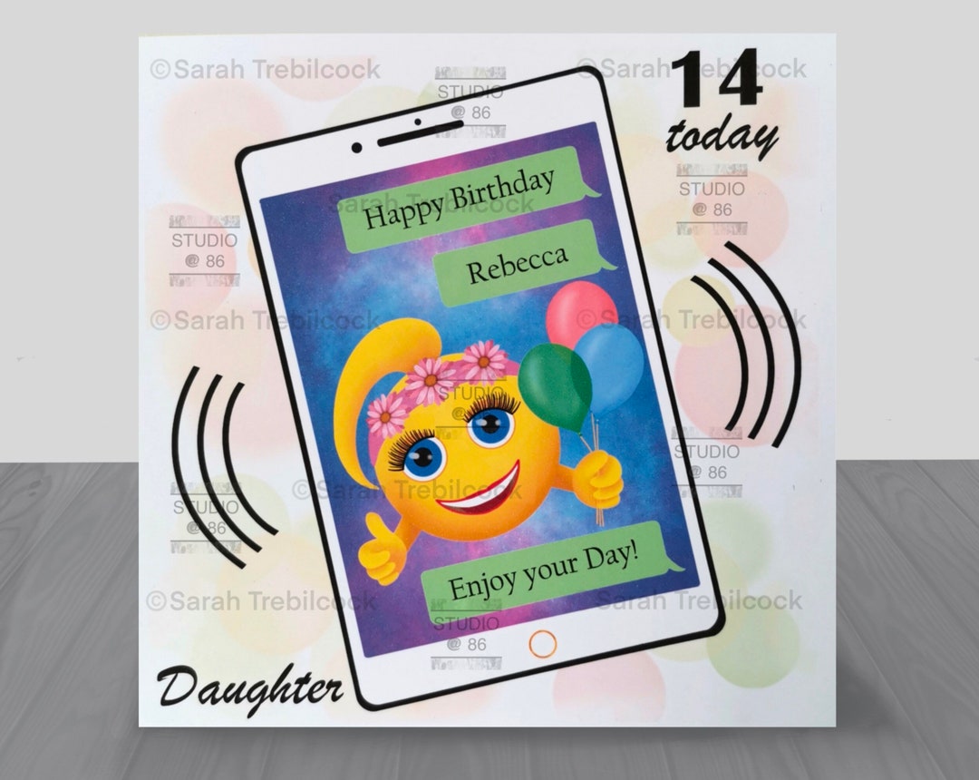 Personalised Emoji Mobile Phone Birthday Card & Insert Etsy