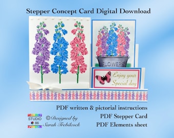 Descargas instantáneas en formato PDF A4 para imprimir y hacer una tarjeta conceptual paso a paso que incluye instrucciones escritas y pictóricas, un diseño original de acciones